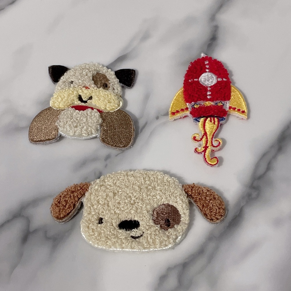 🌷3/$15 Set of 3 Cute DIY Craft Fuzzy Animal Rocket Ship Patches